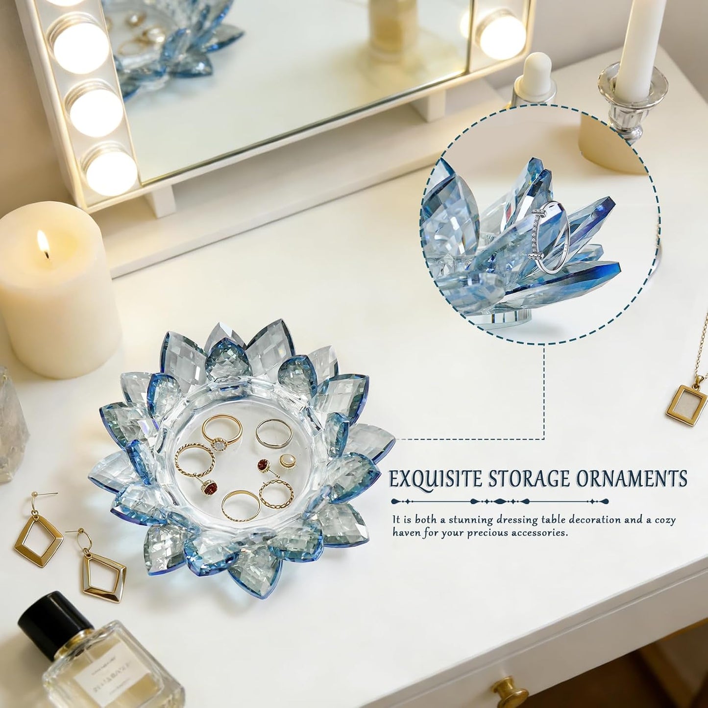 Crystal Flower Jewelry Tray / 6.3" - Blue