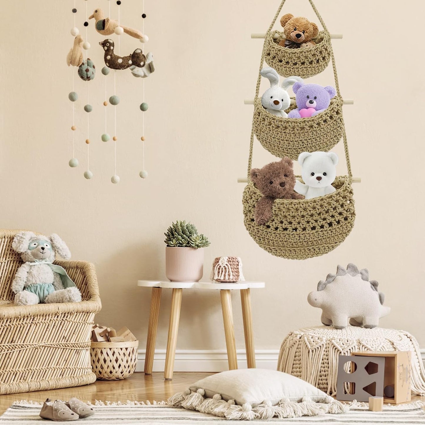 Boho Wall Baskets / Brown-cotton
