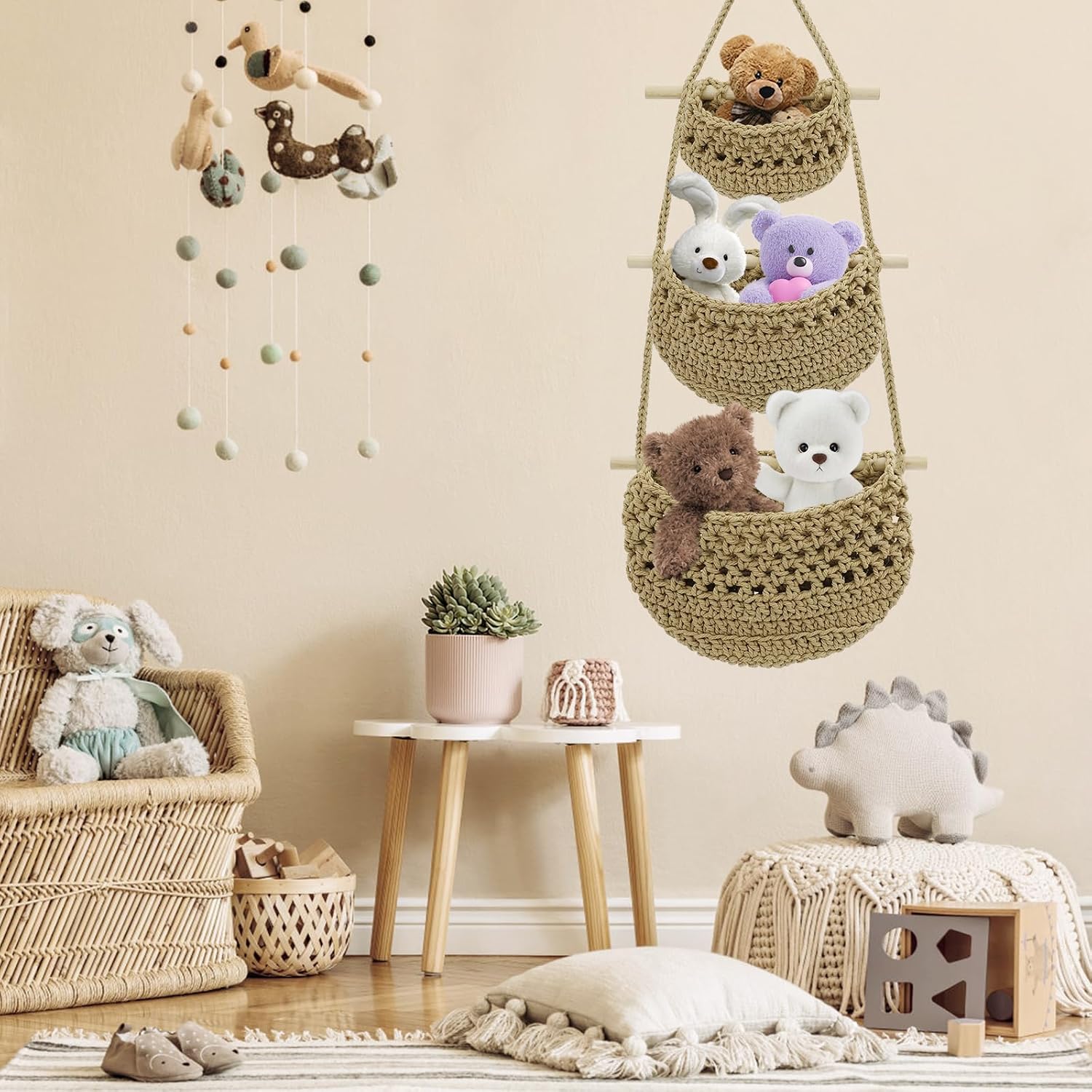 Boho Wall Baskets / Brown-cotton