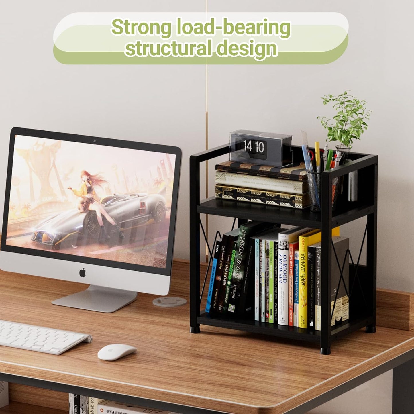 Aduanbang Coffee Bar Accessories Organizer, Seasoning Organizer, 2 Tier Wooden Kitchen Counter Shelf, Coffee Organizer