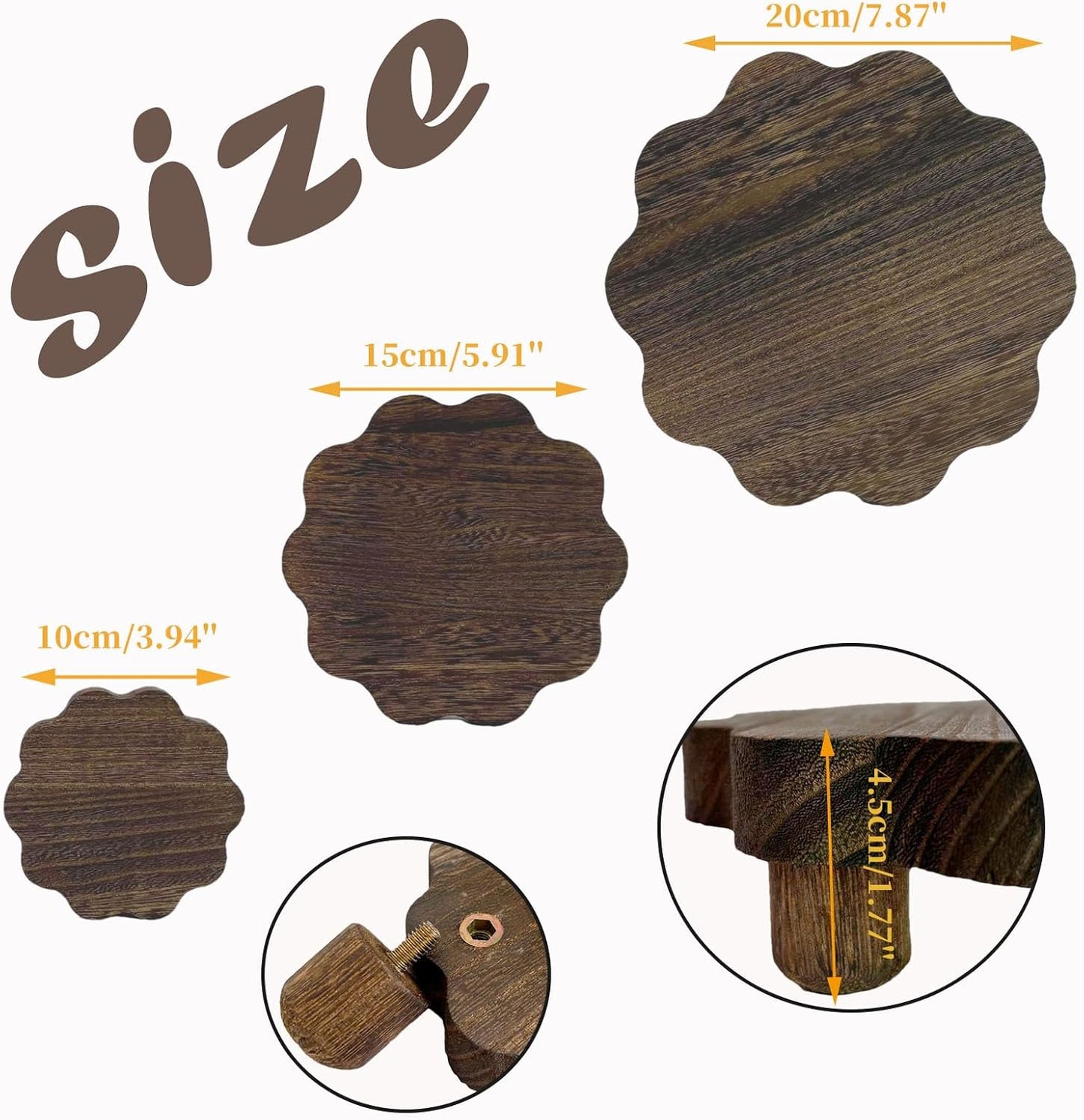 Mini Wooden Stands / Dark Brown / 7.87/5.9/4 Inch / Set of 3