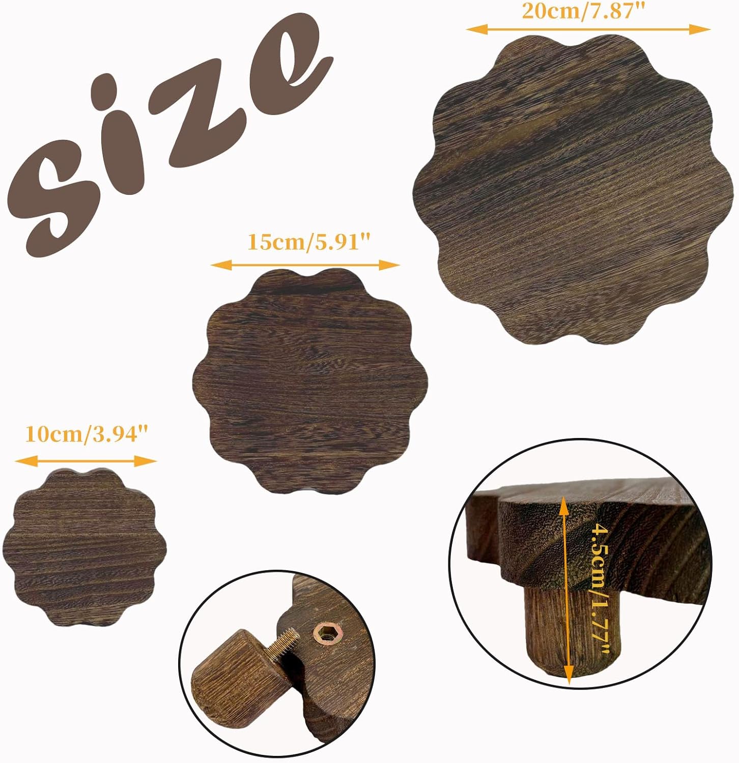 Mini Wooden Stands / Dark Brown / 7.87/5.9/4 Inch / Set of 3