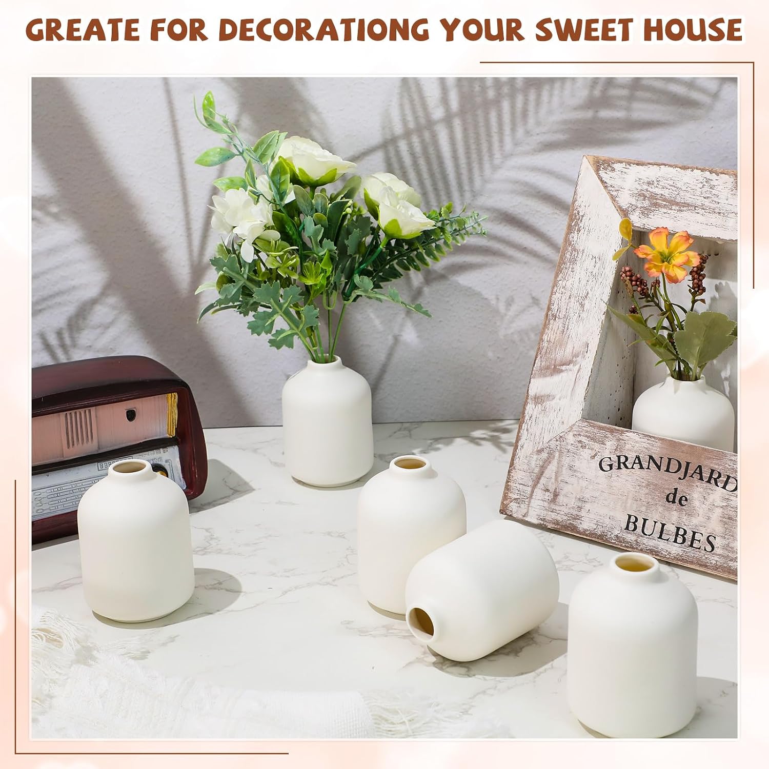 Ceramic Bud Vases Bulk Valentine's Day Decoration Boho / 3.9"*2.76 / Stylish / White / Set of 30