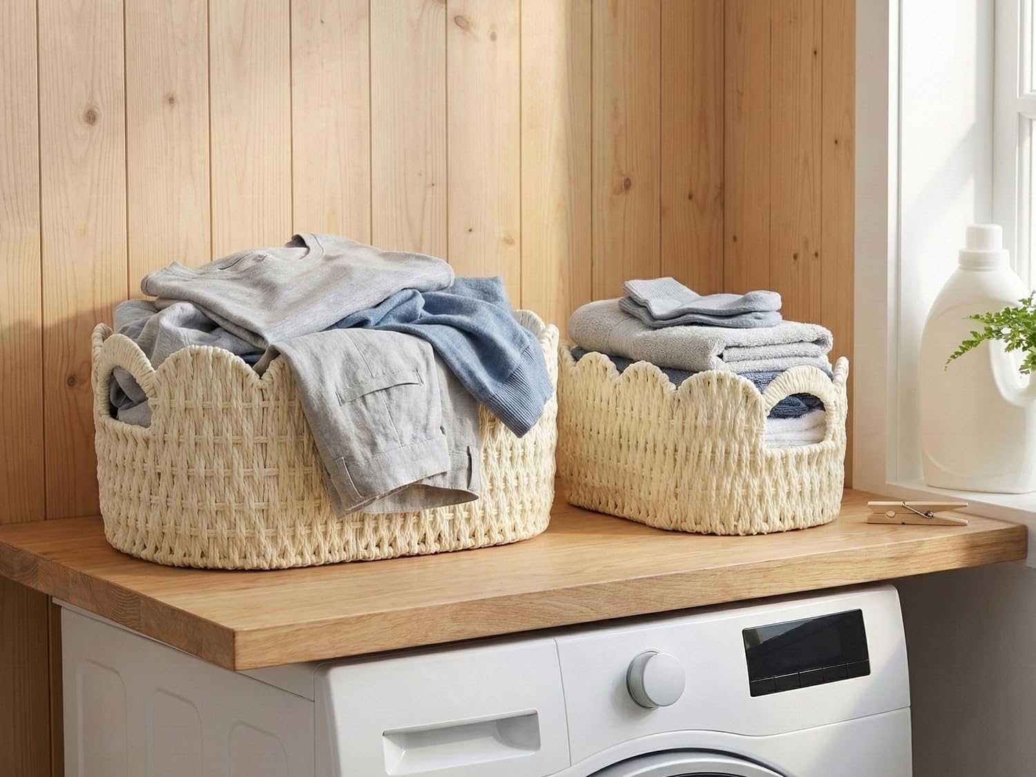 Hand-woven Storage Baskets / White / Set of 2