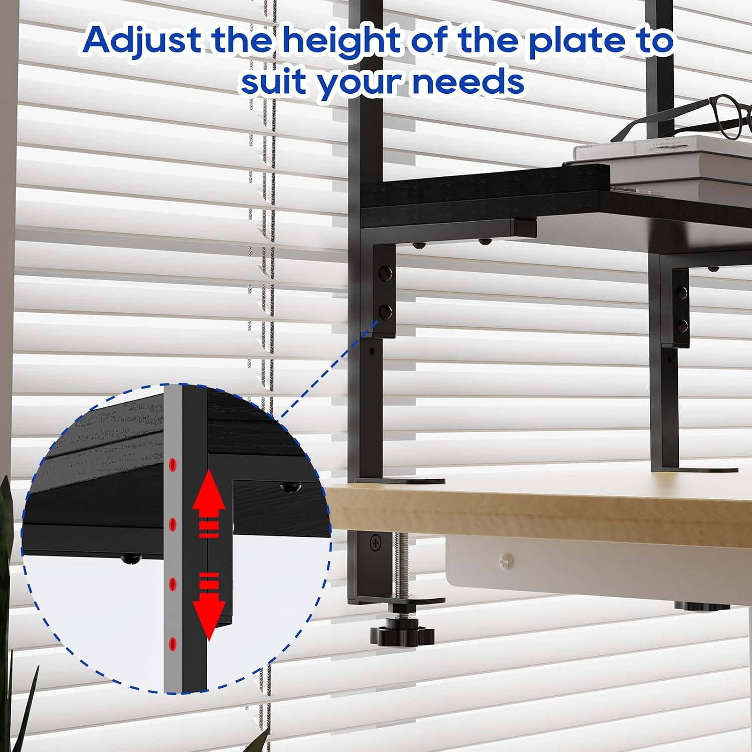 Clamp On Desk Shelf 2-Tier, 12.6 inche Wood Shelving Unit for Office Desk/Gaming Accessories, Tabletop Book Storage