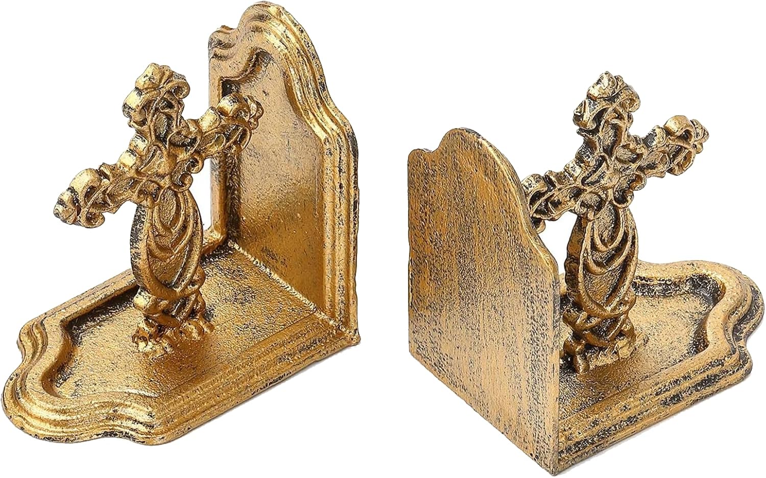Catholic Book Ends / Gold / Set of 2