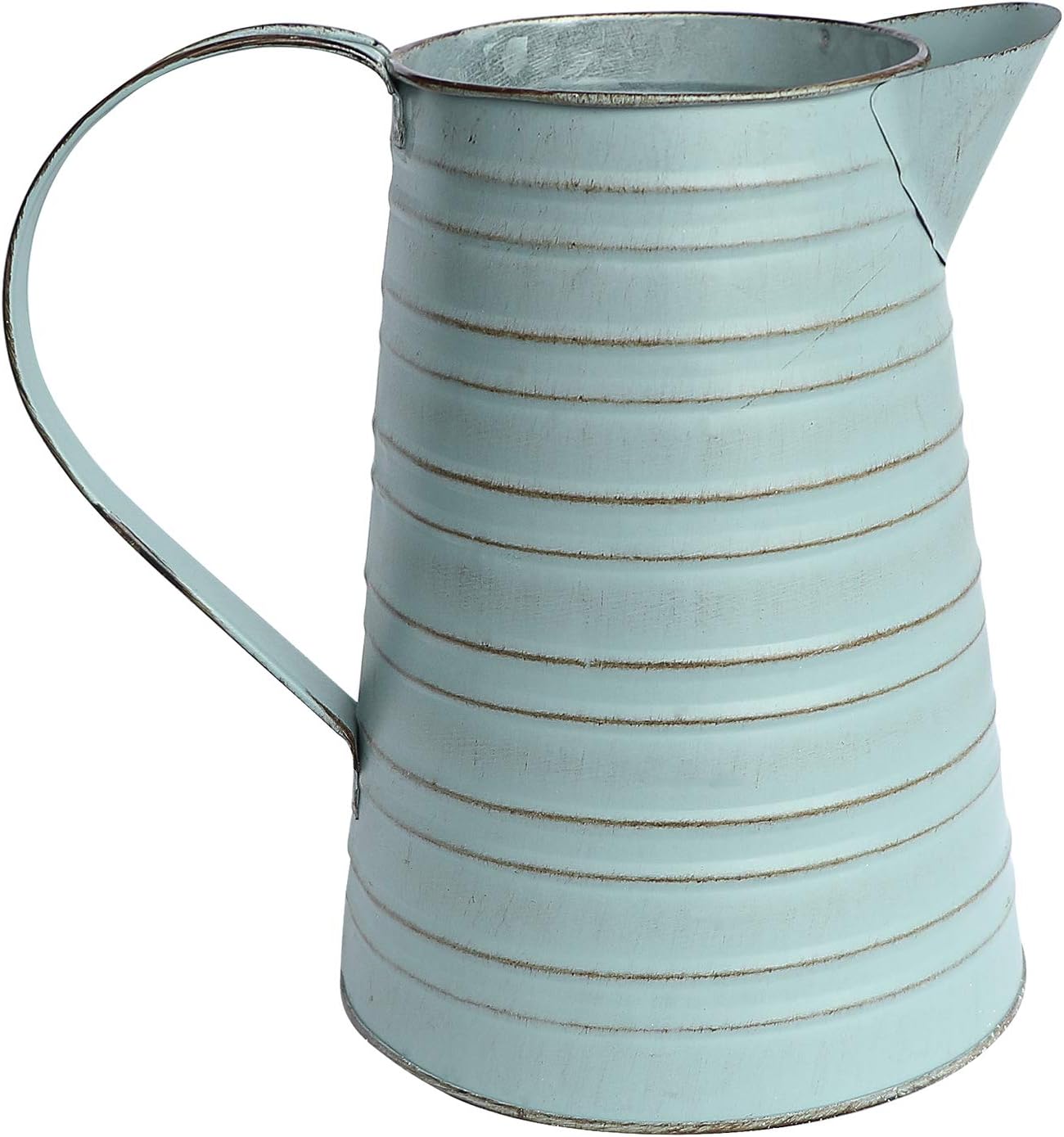 Shabby Chic Metal Jug Vase Pitcher Flower Holder / Blue-large