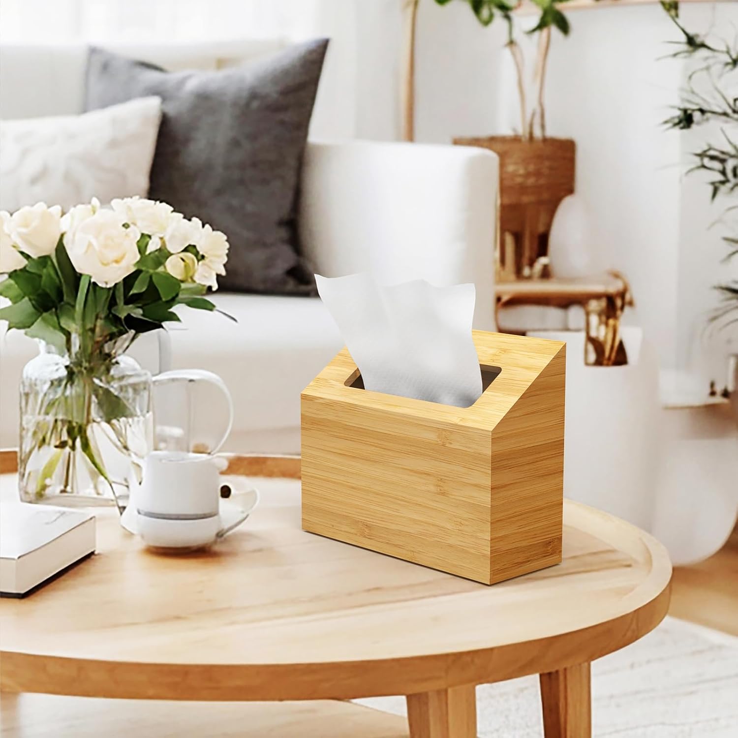 Bamboo Tissue Box Cover / Nature Bamboo / Natural