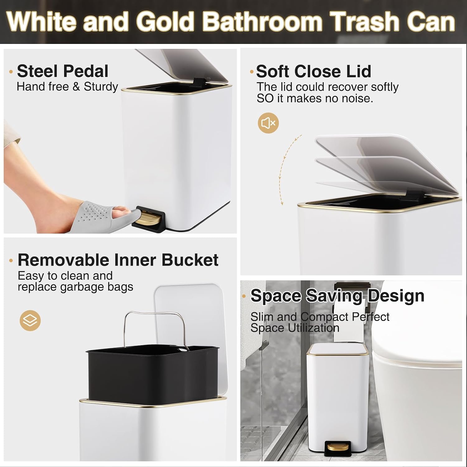 XLHOMO 11PCS Bathroom Sets with Shower Curtain and Rugs Bathroom Accessories Set White Bathroom Set,Soap Dispenser &