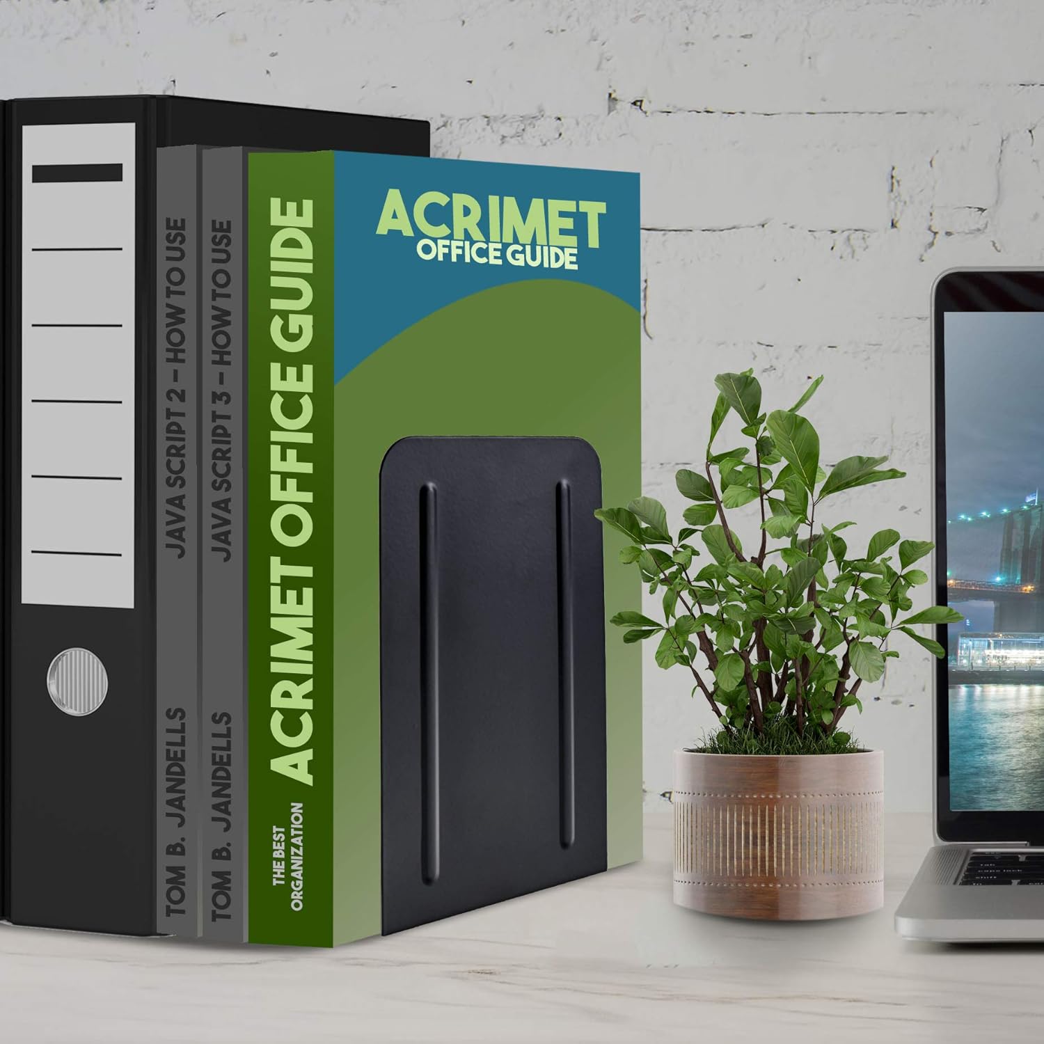 Steel Metal Book Ends Storage / Black