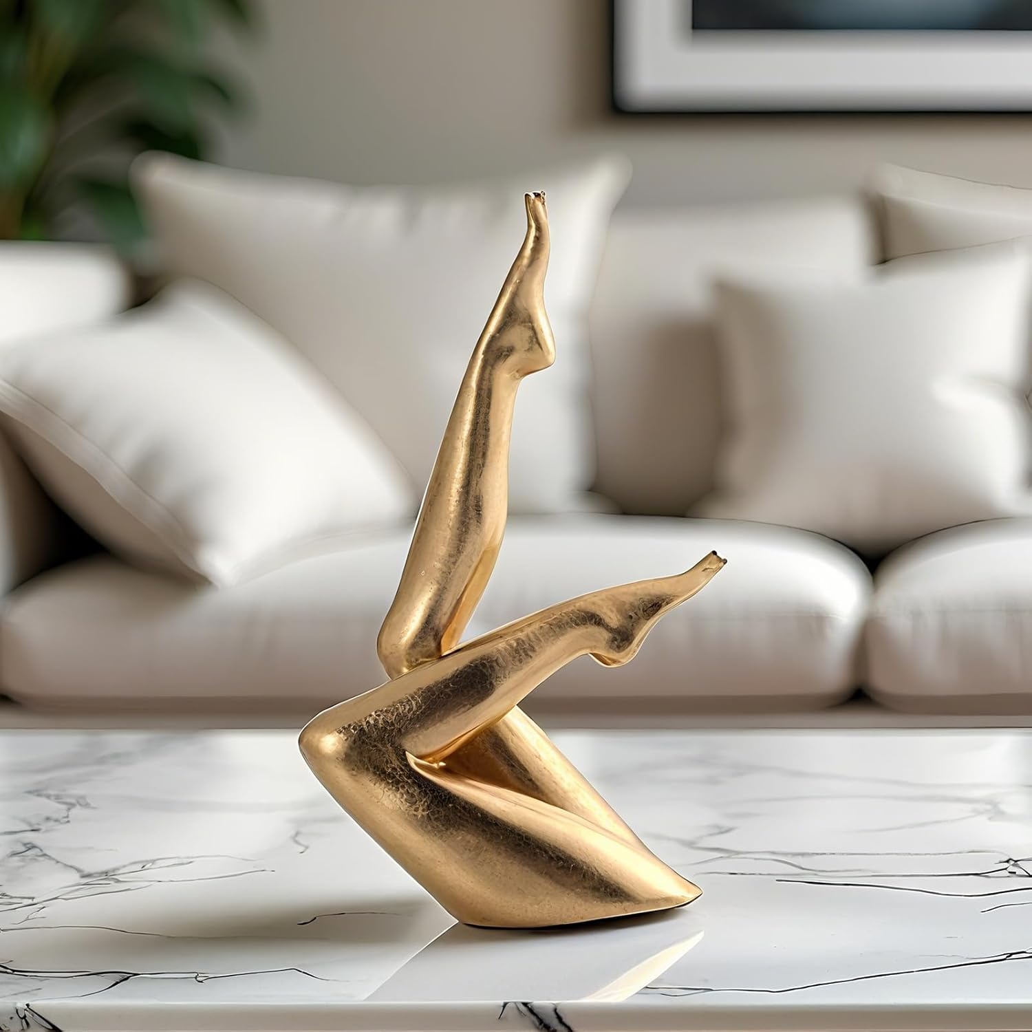 Golden Legs Sculpture Elegant Resin Home Decor Legs Statues Versatile Indoor/Outdoor / Bent Leg