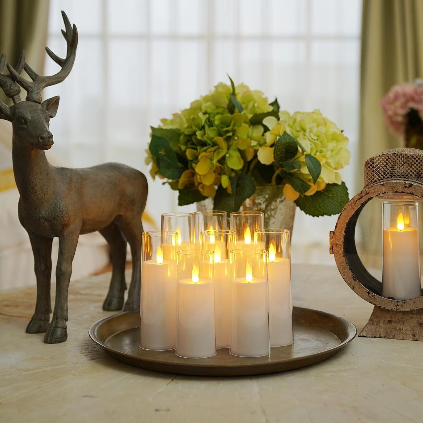 Homemory Pure White Acrylic Flameless Candles, LED Candles, Battery Operated Candles with Remote Control and Timer