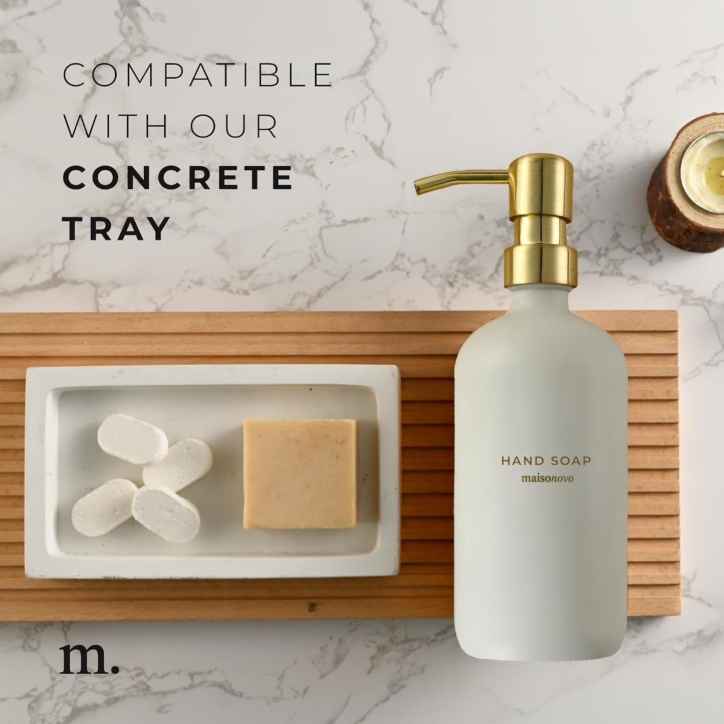 MaisoNovo Soap Dispenser 2-Piece Set | 16.9oz Clear Bottles with Gold Stainless Steel Pump Core