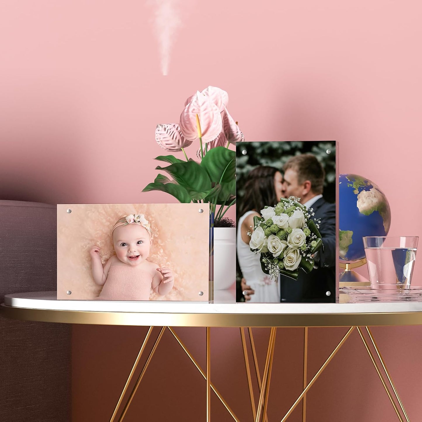 5PACK Acrylic Picture Frames 4x6 Magnetic Acrylic Picture Frames,Freestand Photo Frame Bulk,4 by 6 Clear Double-Sided