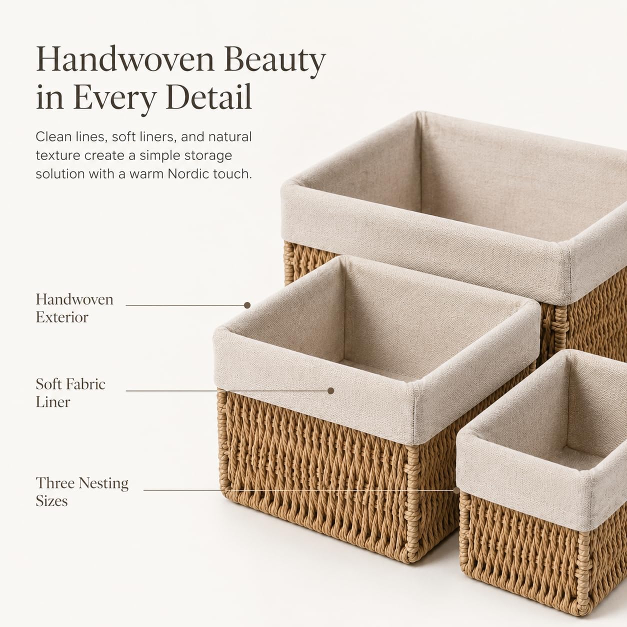 Wicker Baskets / Wicker Storage Baskets / Small / Set of 3