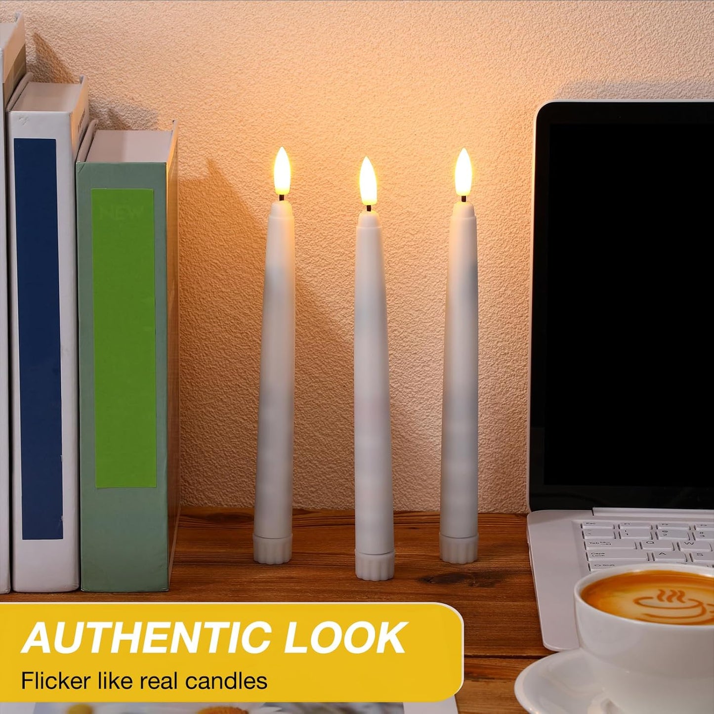 20 Pcs Flickering Flameless Taper Candles Bulk LED Battery Operated Realistic Flame Effect with Remote & Timer Safe No