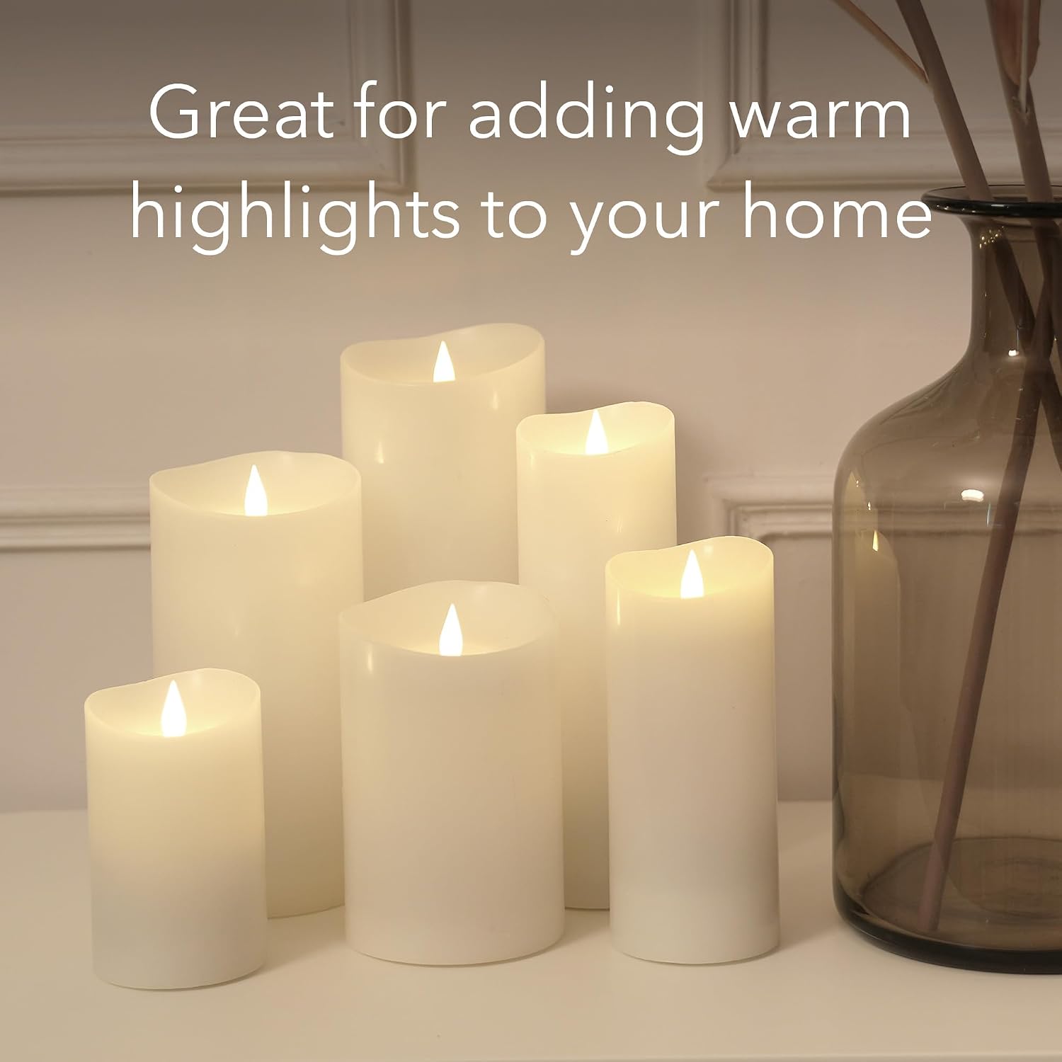 Flameless LED Candles with Remote Control, 3"x 5.1"Flickering 3D Moving Flame Battery Operated Candles in Real Wax