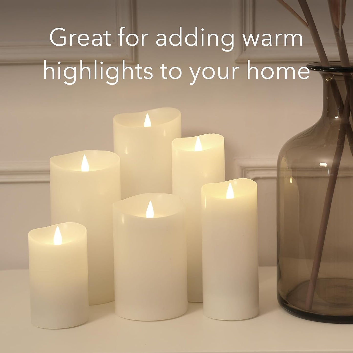 Flameless LED Candles with Remote Control, 3"x 7.1"Flickering 3D Moving Flame Battery Operated Candles in Real Wax