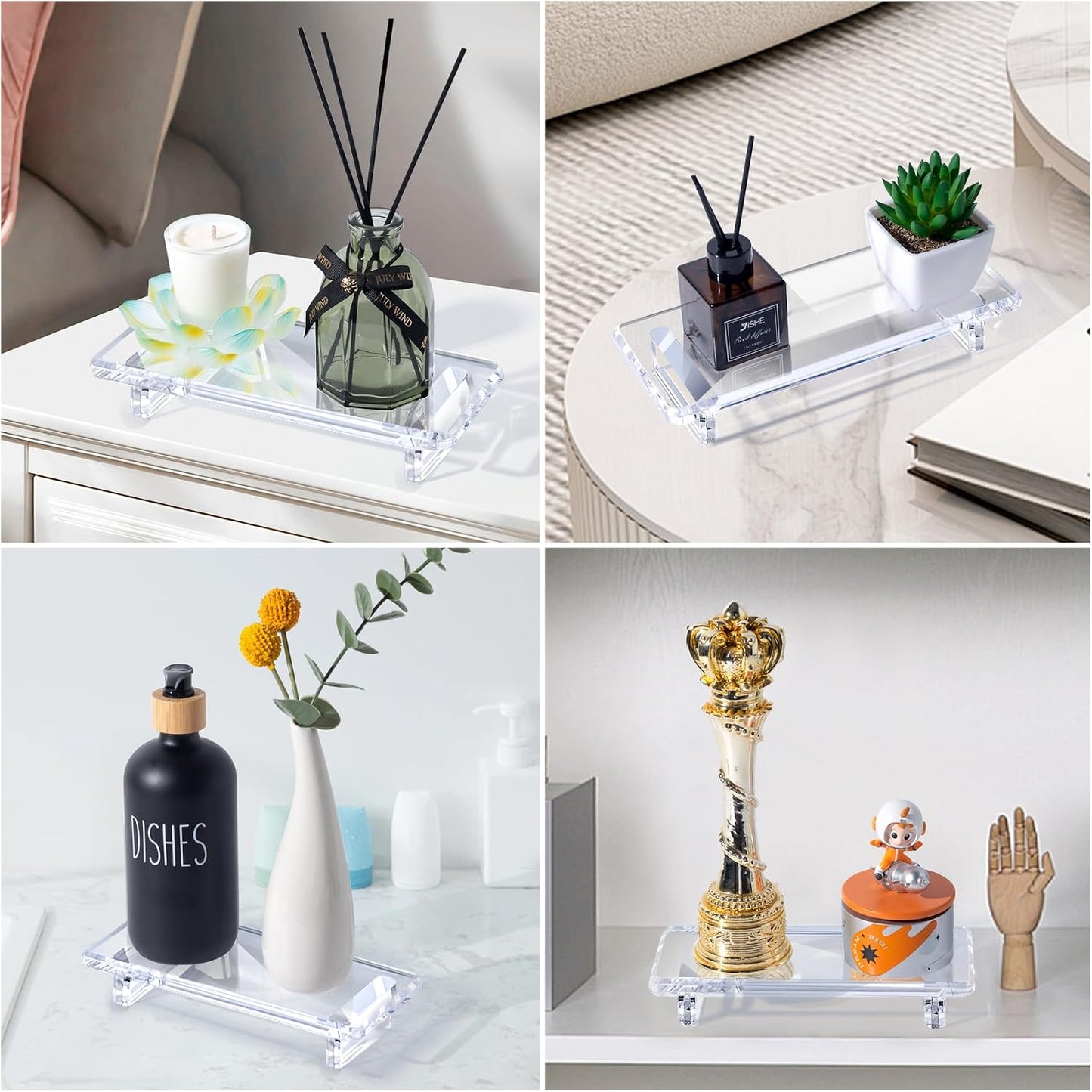 Acrylic Bathroom Counter Tray / 8.6 x 3.6 x 1.5 / Small