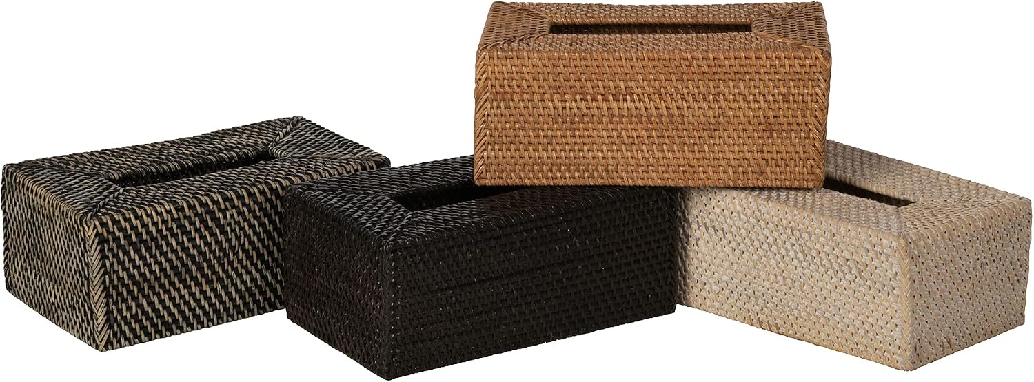 Loma Rectangular Rattan Tissue Box Cover / Brown