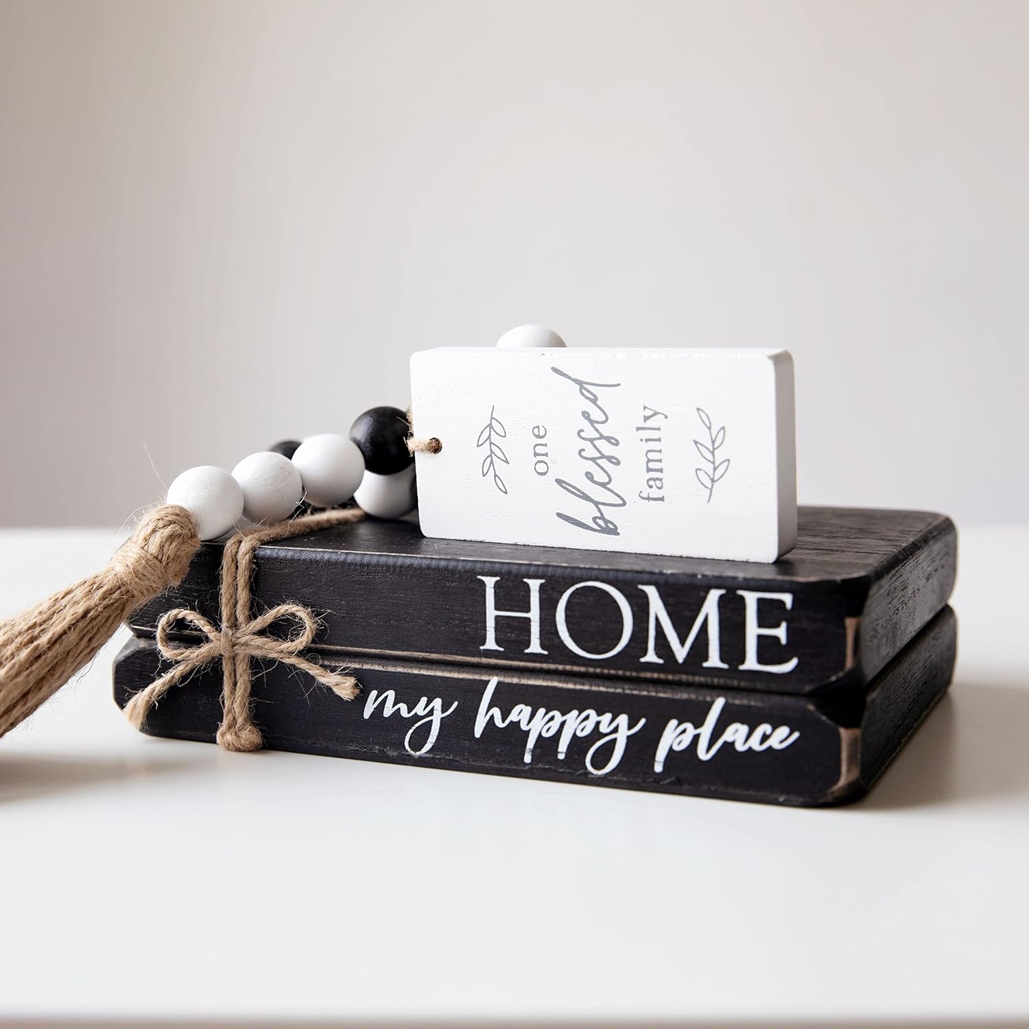 Faux Books / Wooden Stacked Wood Books / Black