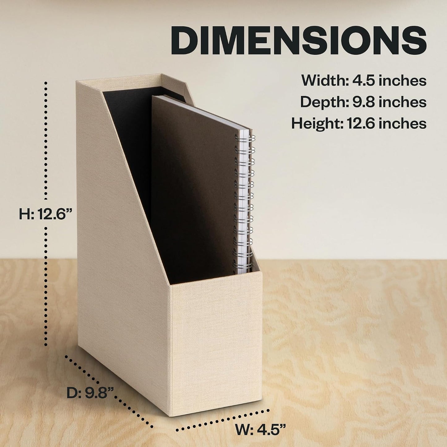 Bigso Estelle Magazine File - Magazine Holder and Organizer for Papers and Catalogs with Leather Handle - Magazine File