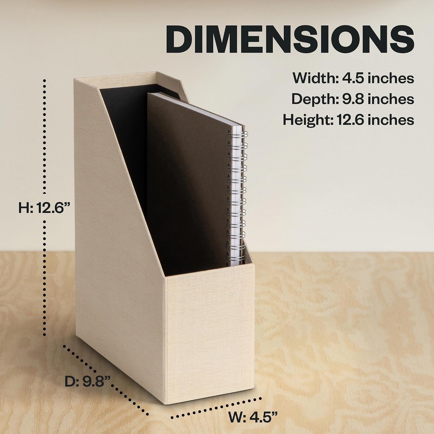 Bigso Estelle Magazine File - Magazine Holder and Organizer for Papers and Catalogs with Leather Handle - Magazine File