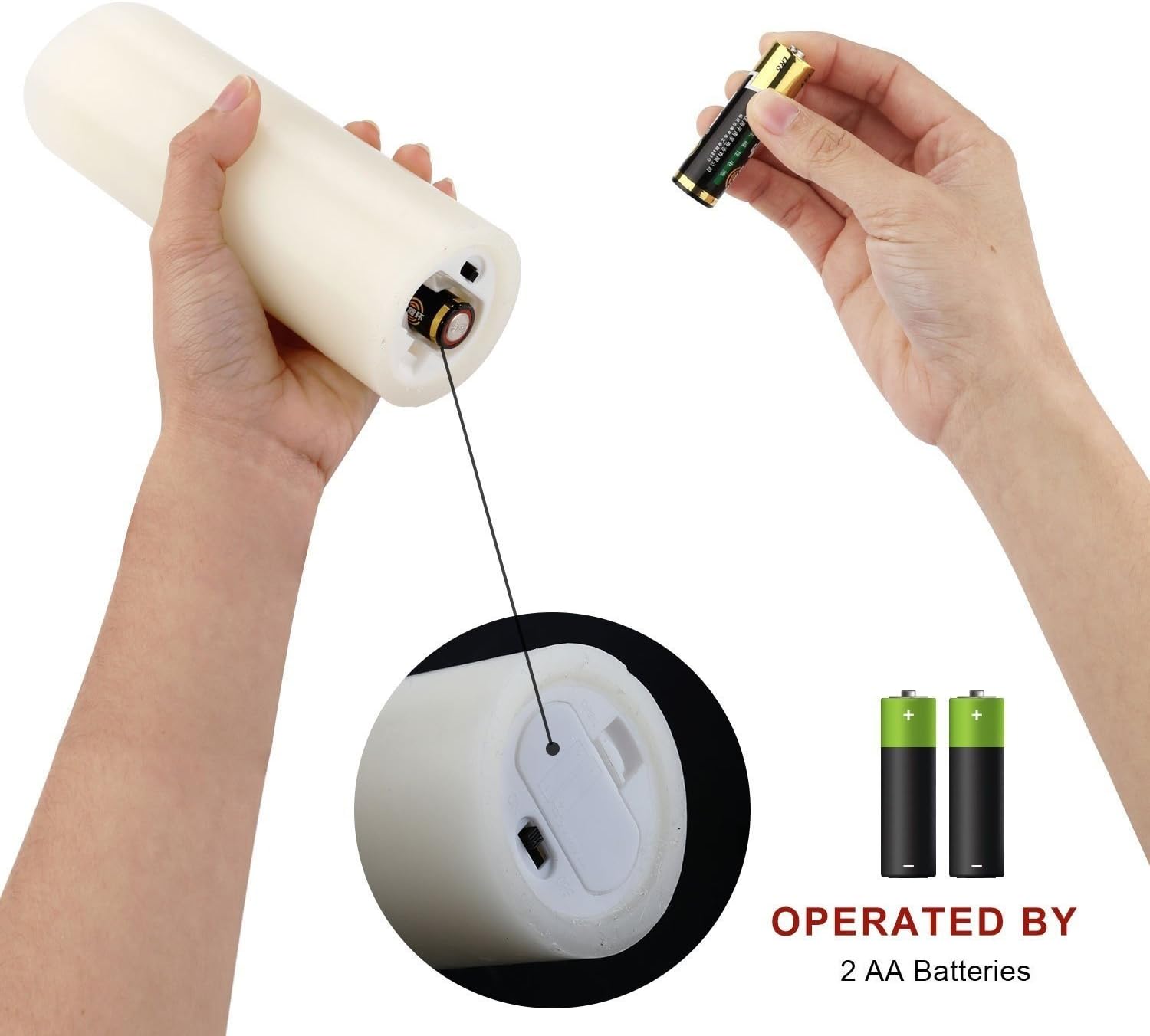 Flameless Candles Flickering LED Candles Set of 12 (D:2.2" X H:5") Ivory Real Wax Pillar Battery Opeated Candles with