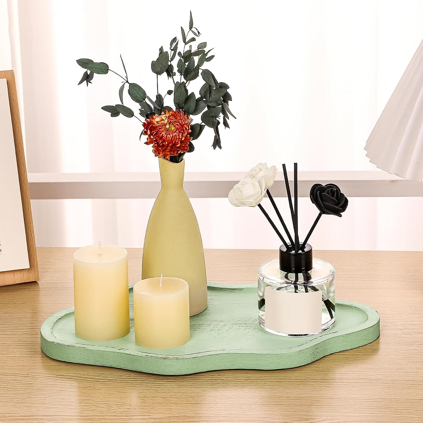 Cloud Wooden Jewelry Tray Trinket Dish / Light Green