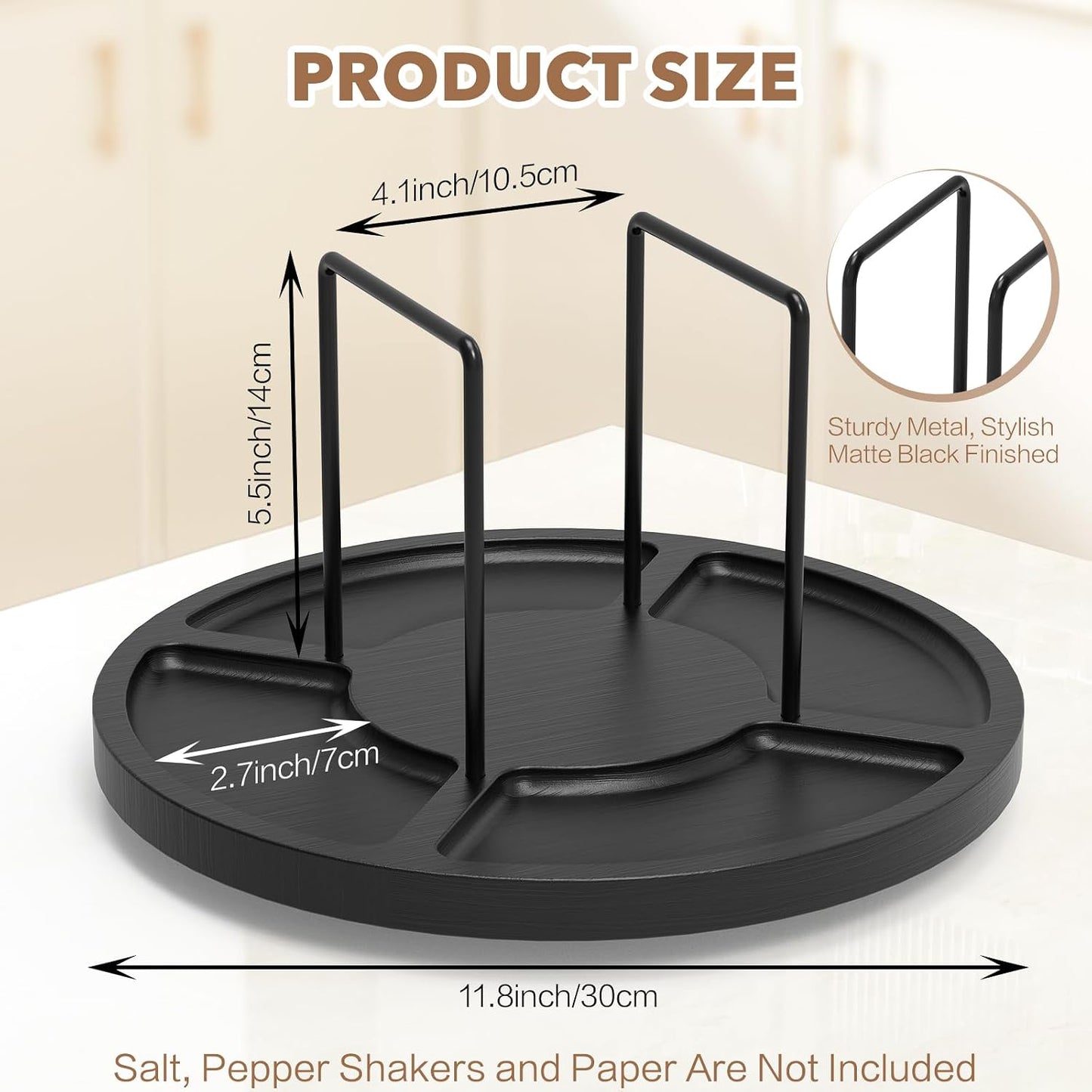 Napkin Holder / Standing Paper Napkin / Black Round