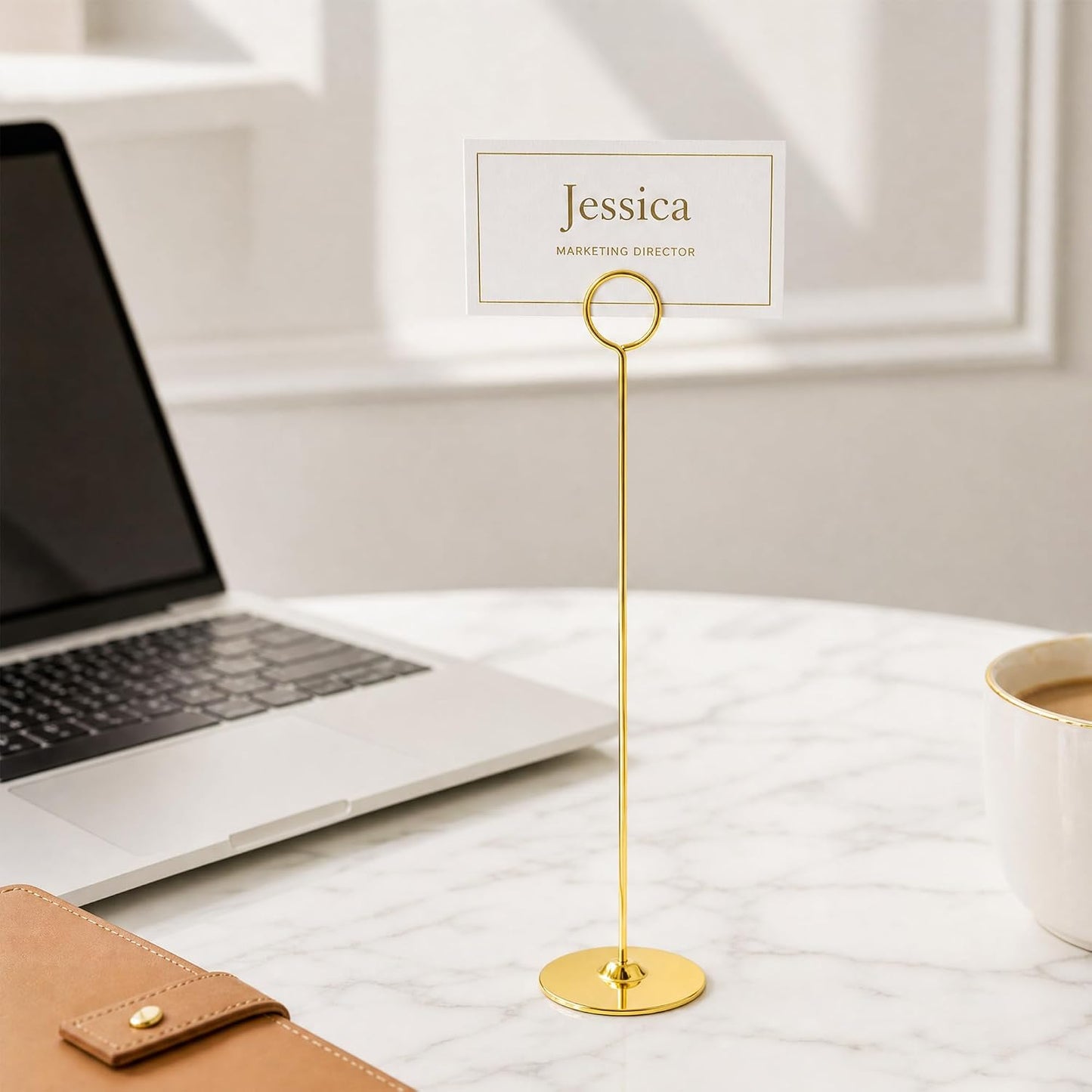 Urban Deco 16PK Gold Table Number Holders Place Card Holders 12 Inch Table Card Holders Steel Card Holders for Photos