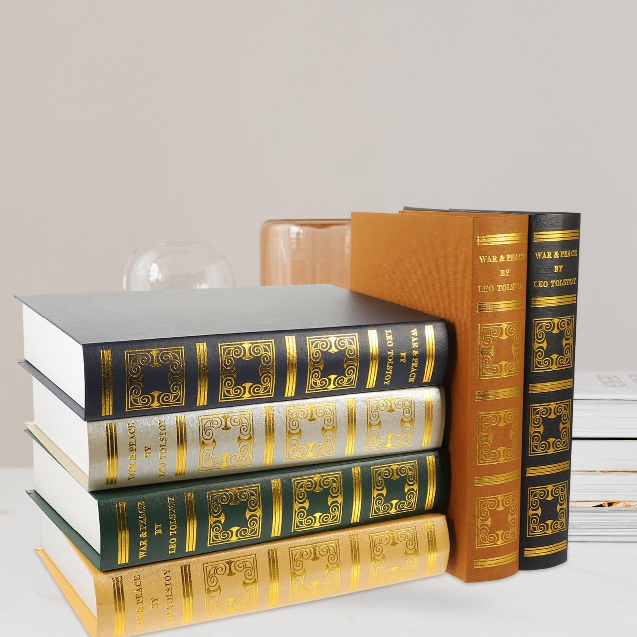 props bookcase books hollow artificial fake decoration antique storage box coated paper / Set of 6