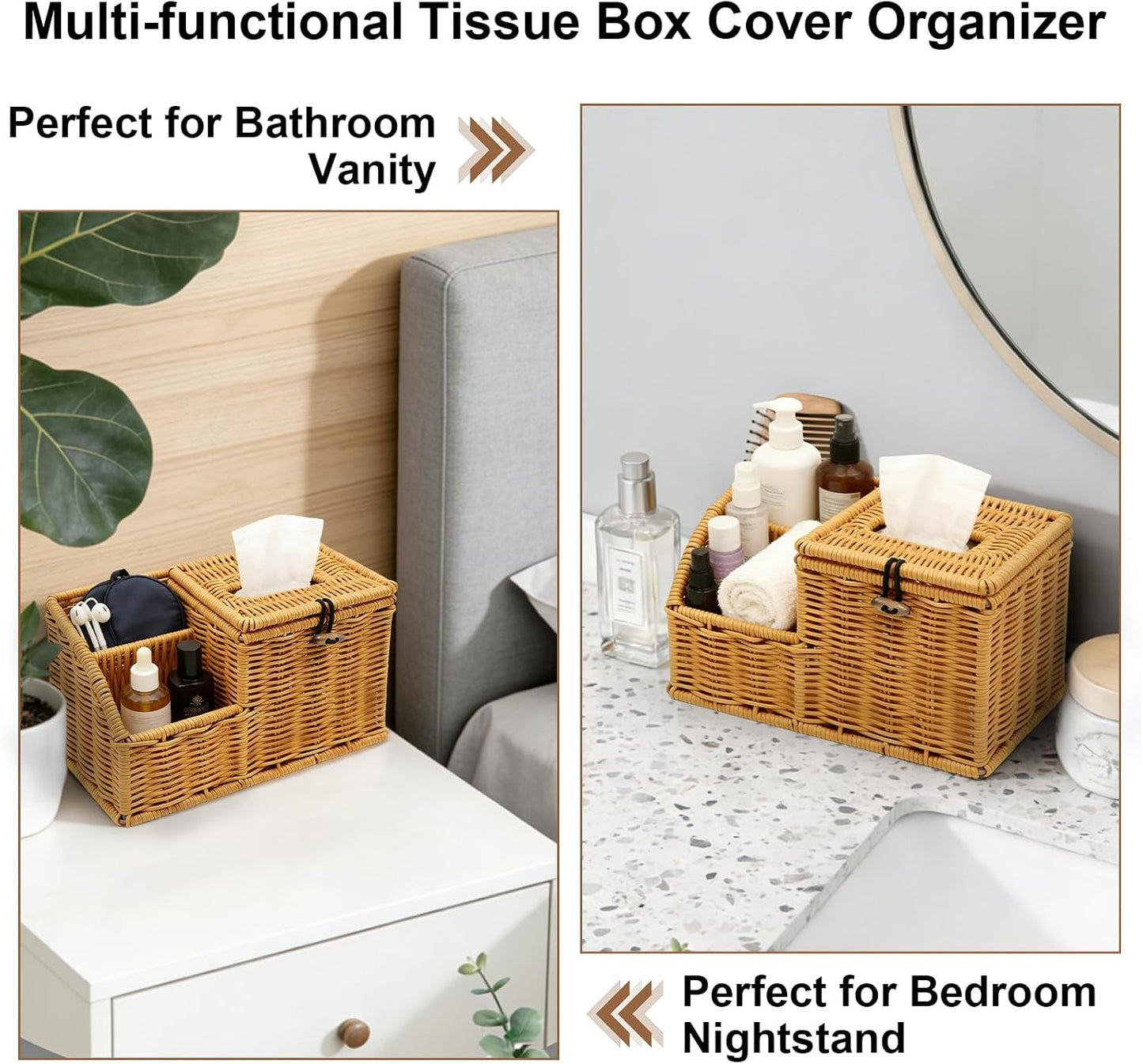 Square Tissue Box Cover / Brown