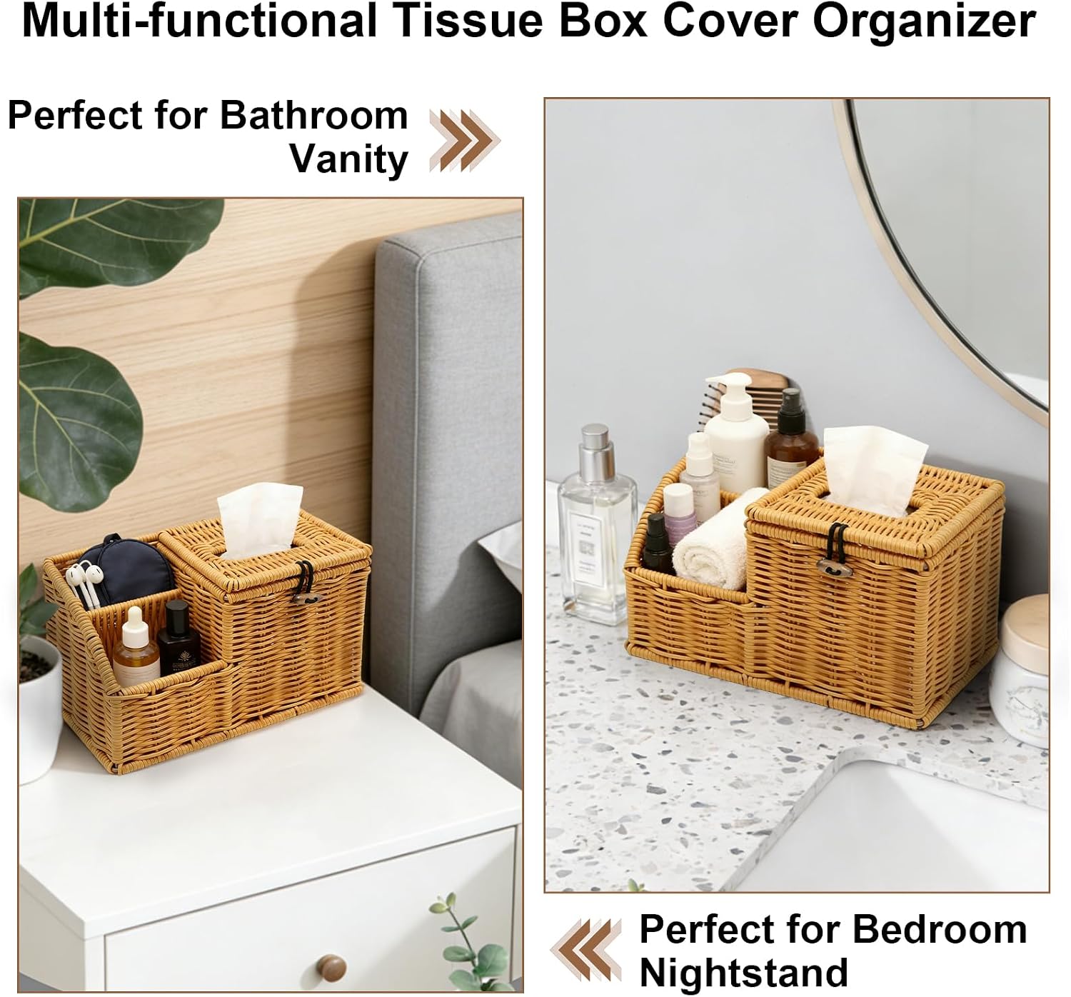 Square Tissue Box Cover / Brown