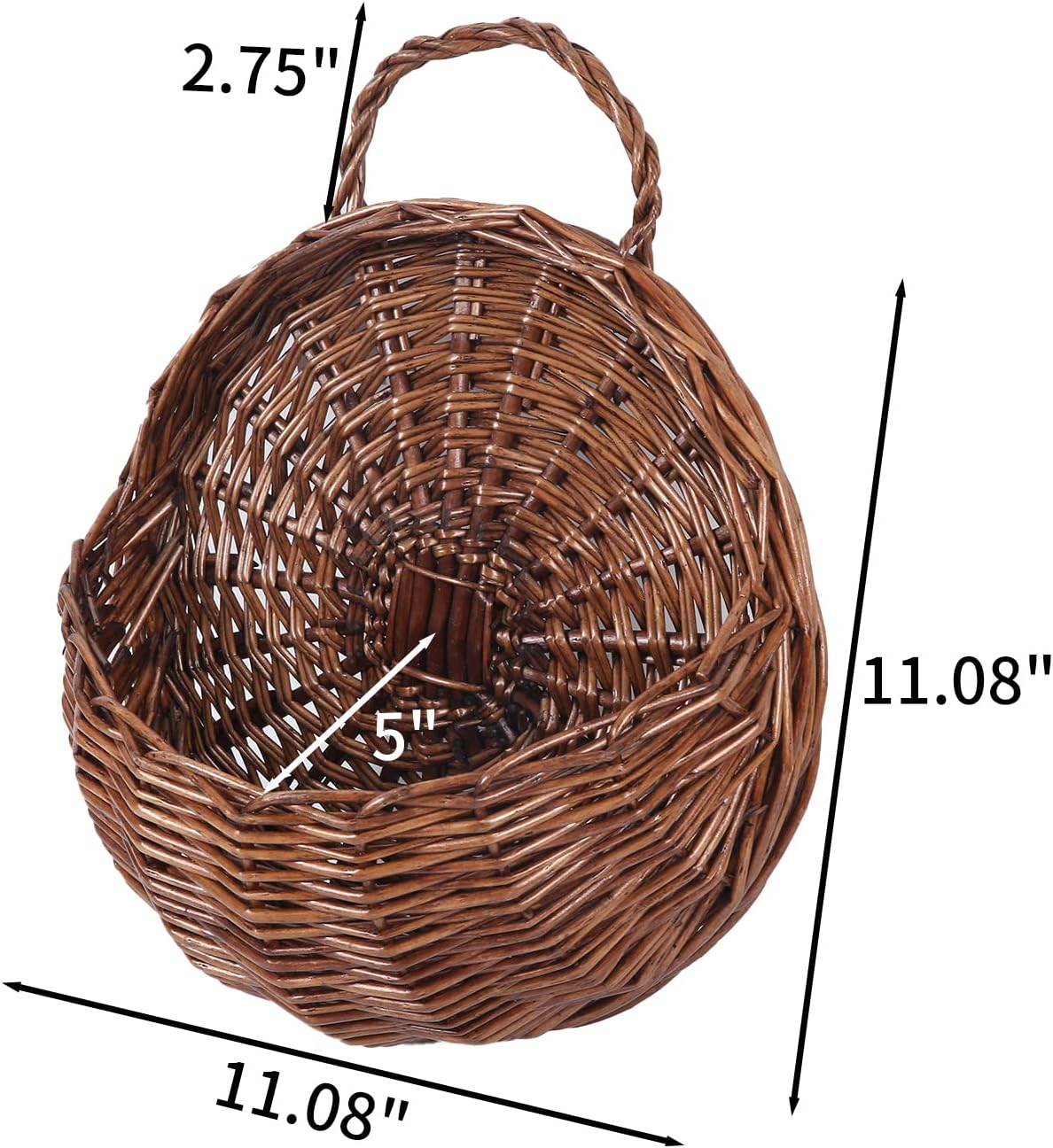 JJSQ Handmade Woven Wicker Hanging Storage Basket / Brown