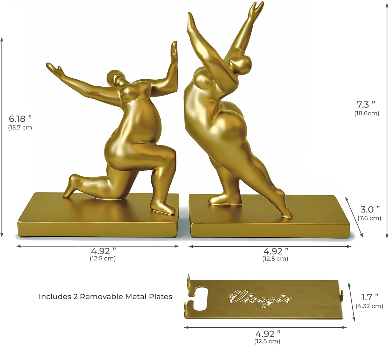 Decorative Modern Bookends / Metallic Gold / Set of 2