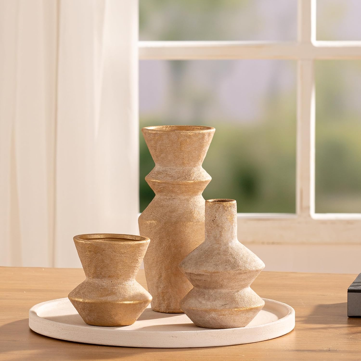 Ceramic Vase Home Table Decor / 10-gold / Set of 3