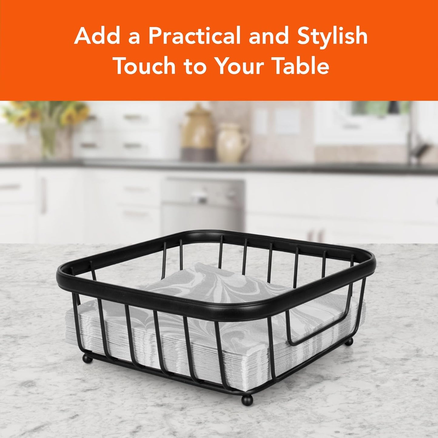 Ashley Napkin Holder Basket / Black / Flat