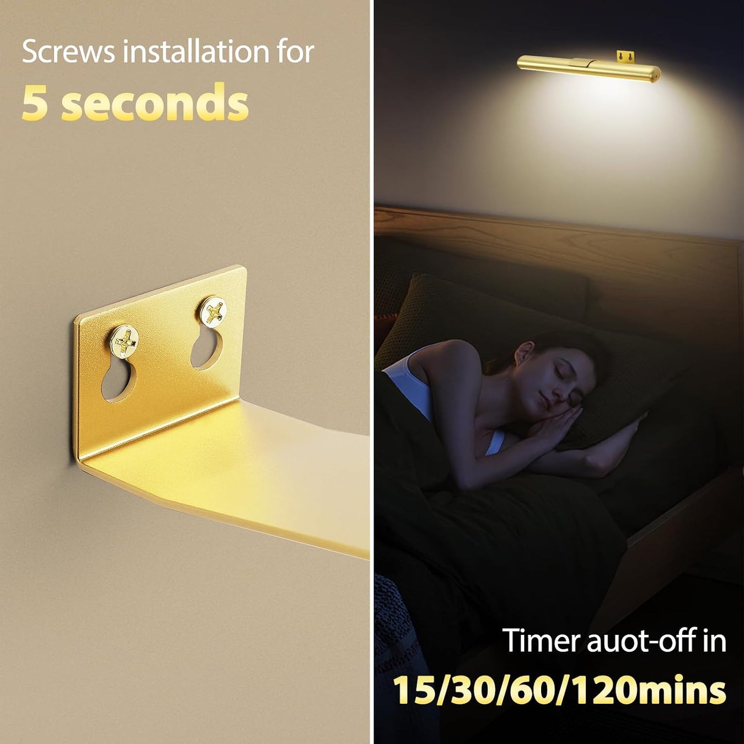 22'' Picture Light Gold for Painting with 3 Lighting,Rechargeable Wall Art Light for Painting Brightness