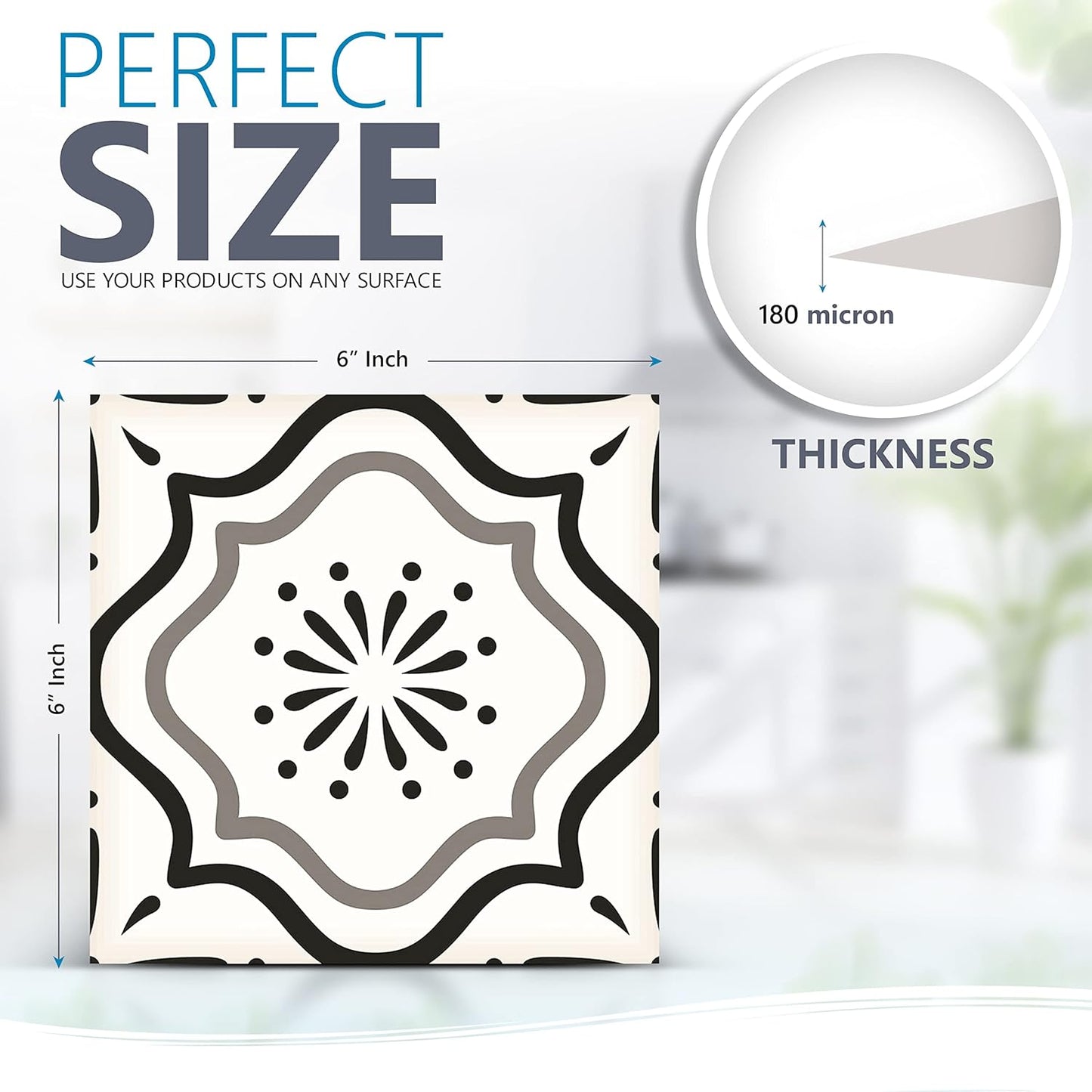 & White Collection Peel and Stick Tile Stickers 24 PC Set backsplash Tile Decals Bathroom & / Black