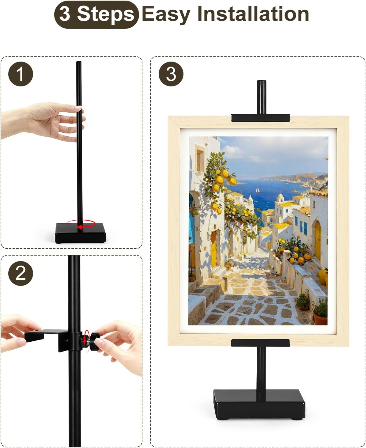 Metal Picture Frame Holder Stand Table / Black