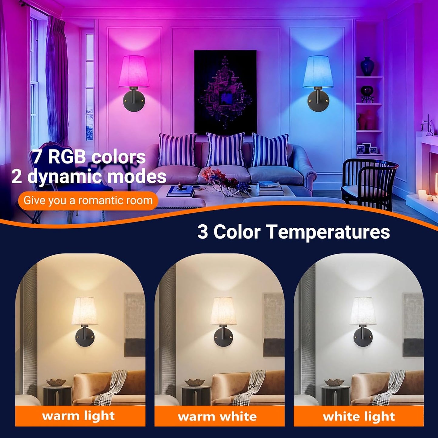 YHCDLAMP Peel and Stick Wall Sconces, No Drilling Stick On Wall Sconce, Wireless Battery Operated Wall Lights, Adhesive