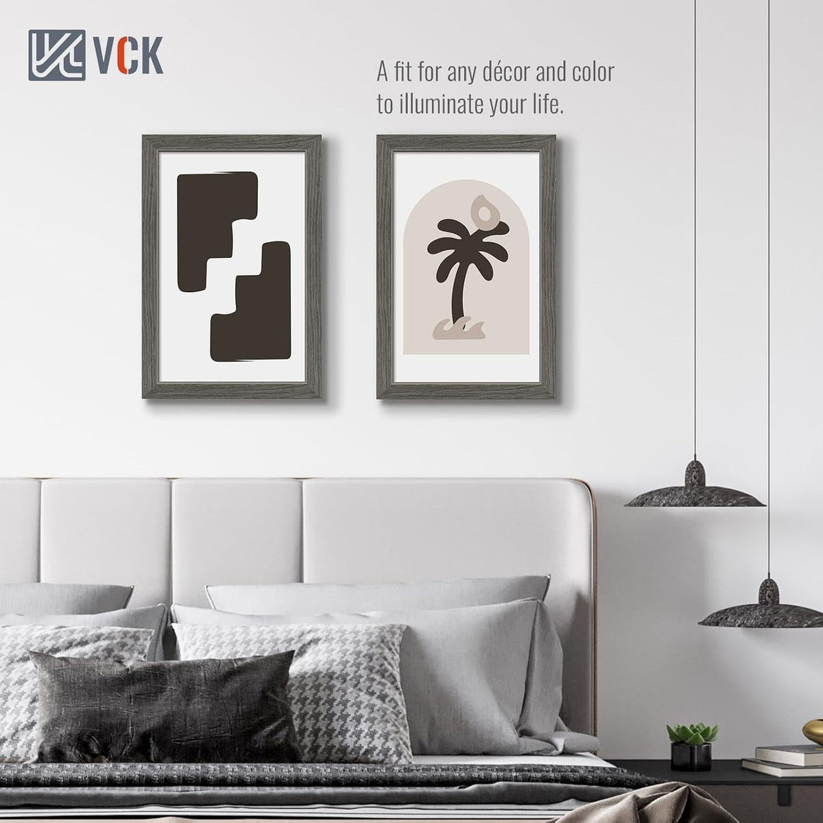 VCK 11x17 Picture Frame Set of 3, Gray Grey Wood Frames, Gallery Wall Decor Photo Frames for Wall Mounting Horizontally