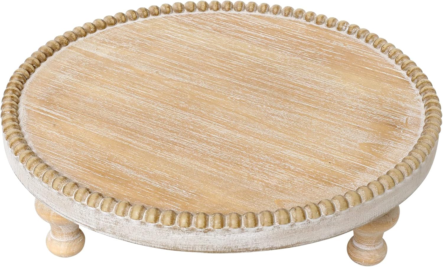 Rustic Round Wood Tray Riser Farmhouse Pedestal Stand / Burlywood