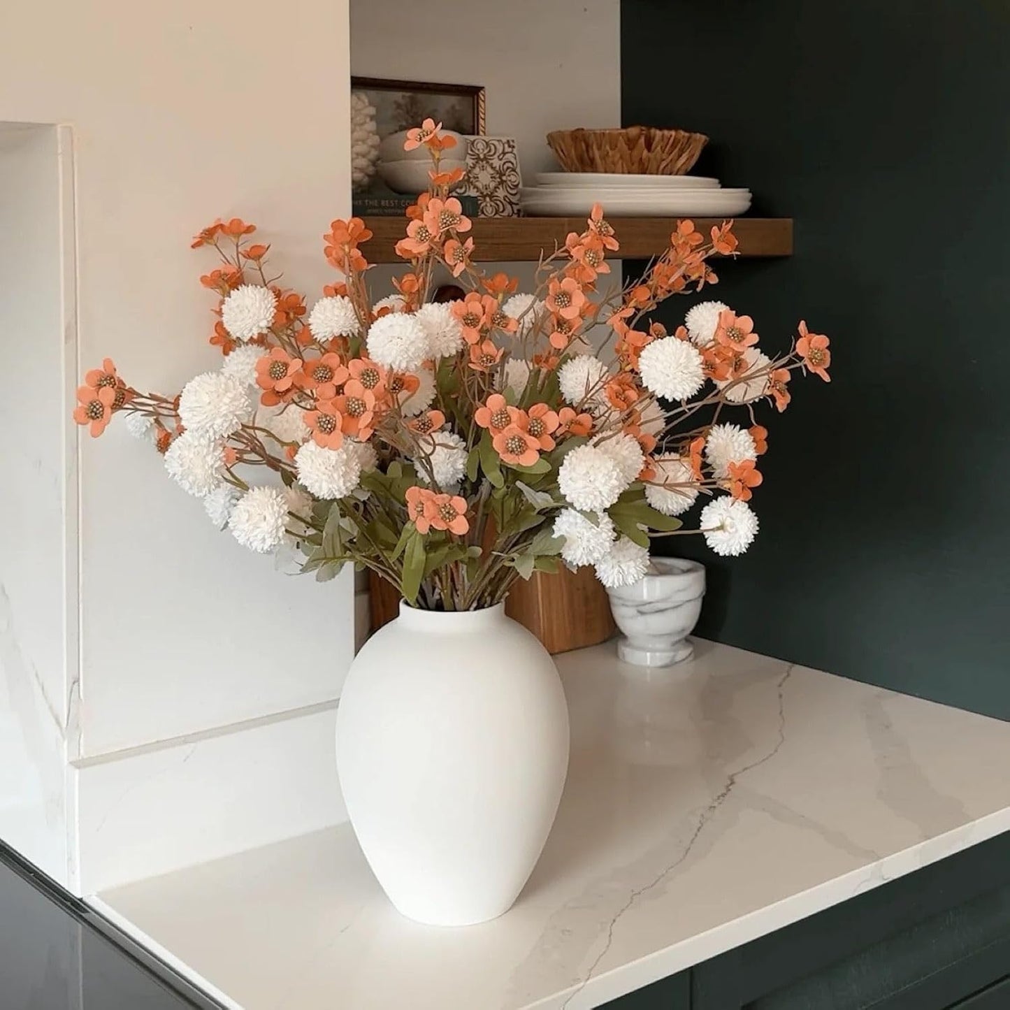SilkSerenade Ella White Matte Flower Vase / Matte White