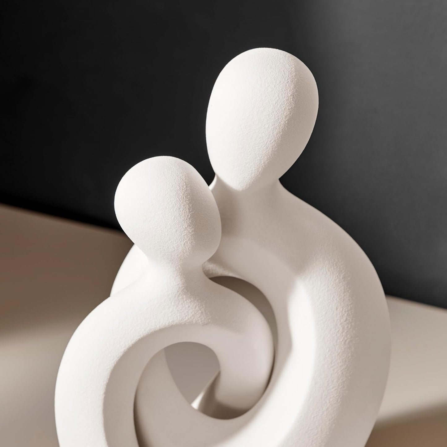 . Hans Abstract Intersecting Circle Tender Couple Decorative Accent Matte Ceramic Sculpture / Cream