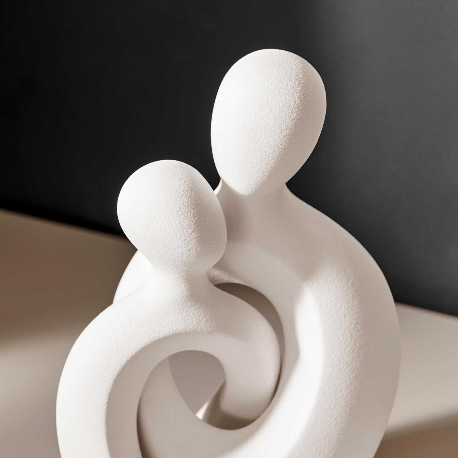 . Hans Abstract Intersecting Circle Tender Couple Decorative Accent Matte Ceramic Sculpture / Cream