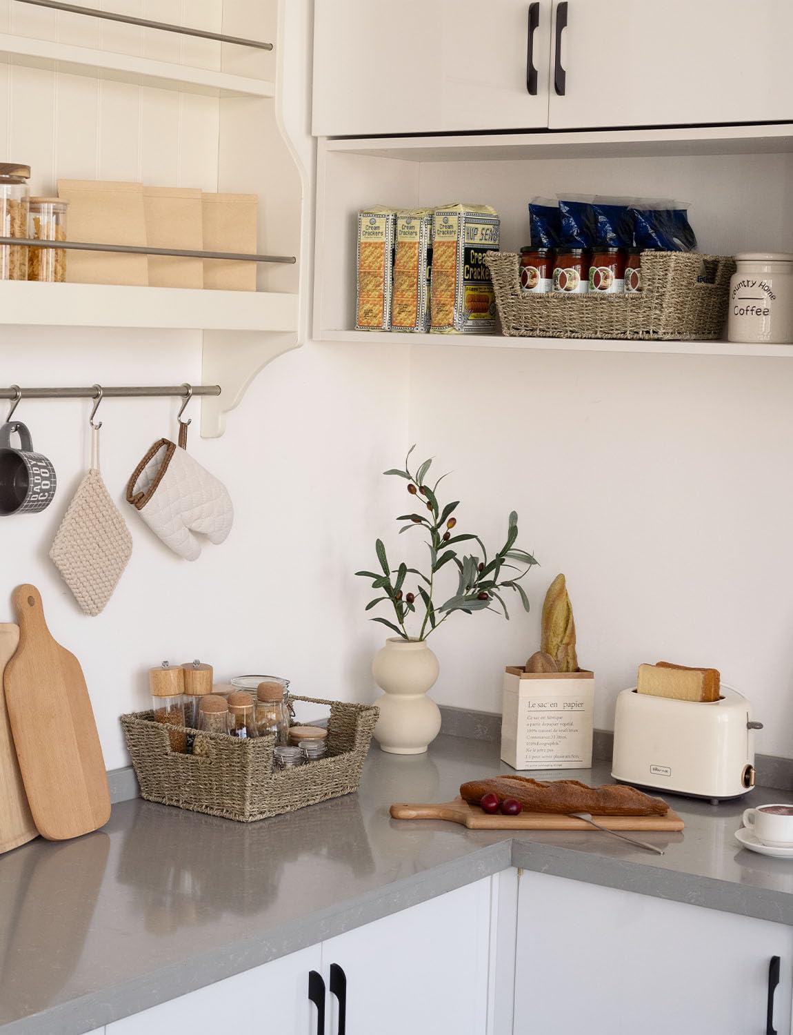 Stackable Seagrass Pantry Baskets / Natural