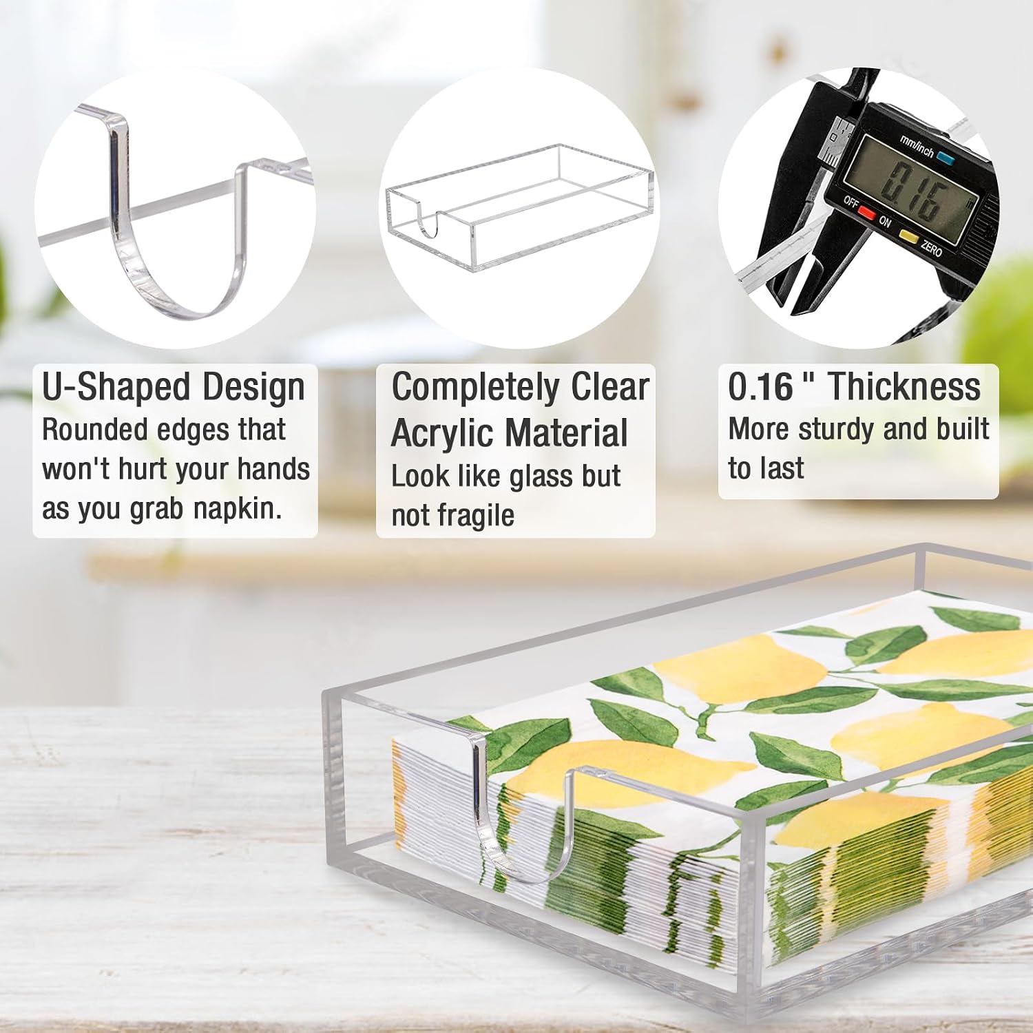 Acrylic Napkin Holder / Transparent / 9 x 5 x 1.8