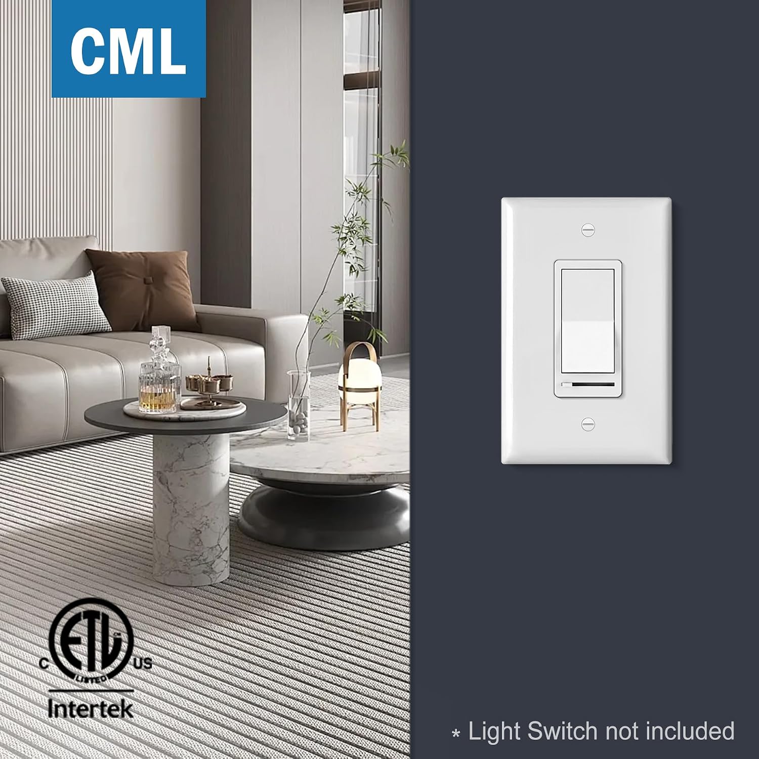CML Oversized Decorator Wall Plate, 20 Pack Electrical Outlet Receptacle Covers, Jumbo 1-Gang Switch Plates, Over-Size